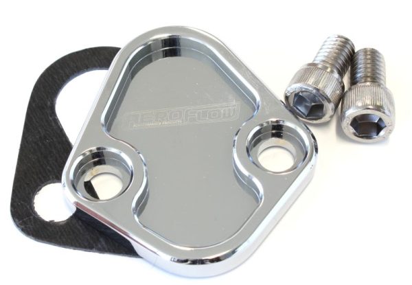 BILLET FUEL PUMP BLOCK OFF    CHROME CHRY  BBF SBF BBC
