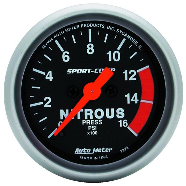 SPORT-COMP 2-1/16" NITROUS    0-1600PSI, FULL SWEEP ELECT.