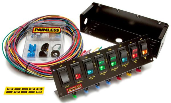 8 SWITCH PANEL,START,IGN,FP,EFFPX2,WP,LIGHTS,2 X ACC,FUSES