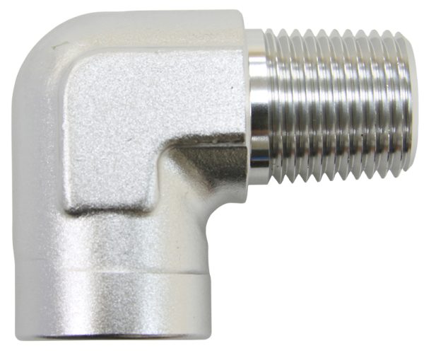 90 Deg Female - Male Elbow 1/4 NPT Silver
