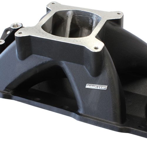 SBC HI RISE INTAKE MANIFOLD   SINGLE PLANE CHEV 350 BLACK