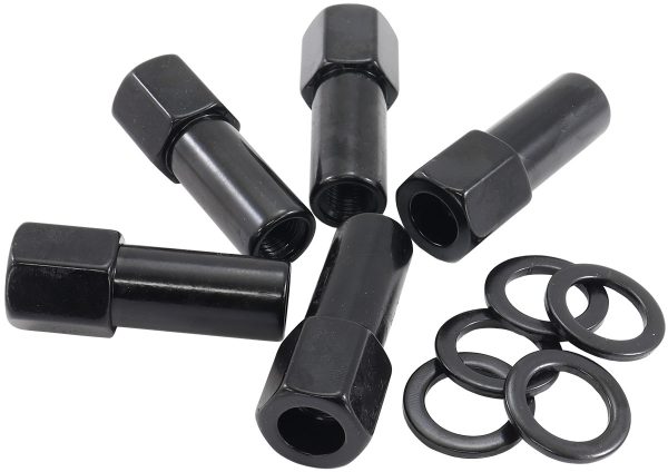 M14 X 1.50mm 1.38" SHANK OPEN WHEEL NUTS BLACK (5 PACK)