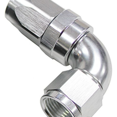 90 DEG HOSE END -08AN SILVER  FULL FLOW TAPER STYLE