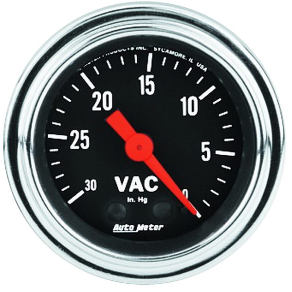 TRAD CHROME 2-1/16" VACUUM    0-30IN/HG, MECHANICAL, 10FT