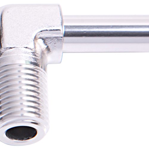 90 DEG 3/8″ NPT TO 3/8″ BARB  SILVER MALE TO MALE