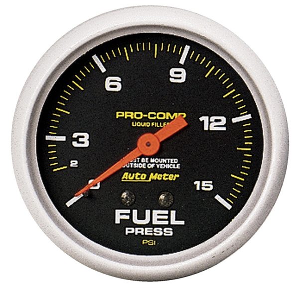 PRO-COMP 2-5/8" FUEL PRESSURE 0-15PSI, LIQUID FILLED, MECH