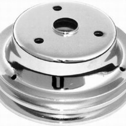 CRANKSHAFT PULLEY CHROME STEELSUIT SBC DOUBLE GROOVE LONG