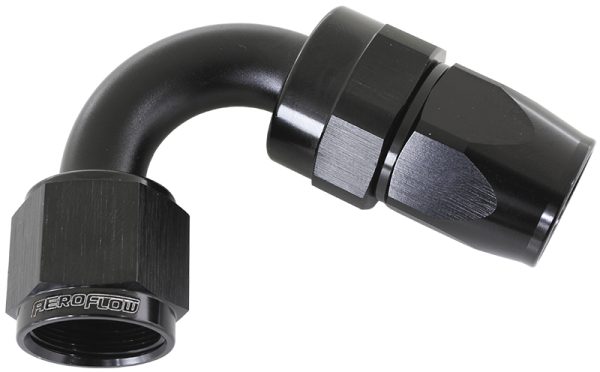 ALLOY 120 DEG HOSE END -10AN  BLACK FULL SWIVEL SUIT TEFLON
