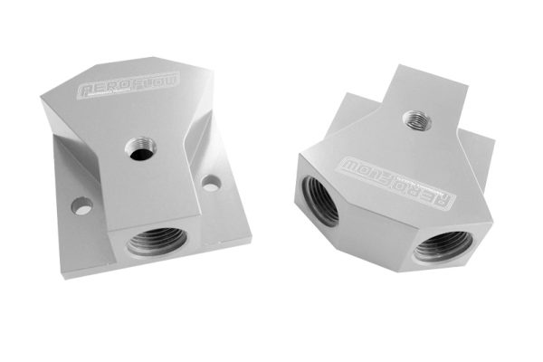 BILLET Y-BLOCK 3X -8 ORB PORTSSILVER WITH MOUNTING PAD