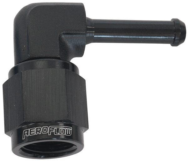 FEMALE -4AN 90 DEG TO 3/16"   BARB BLACK WITH TUBE NUT