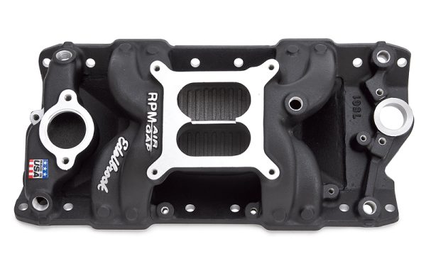 RPM AIR GAP MANIFOLD SBC BLACKNASCAR CHEVROLET INTAKE