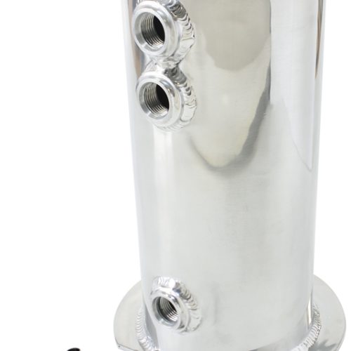 SURGE TANK 2.5L SPUN ALLOY    3X3/8 1X1/2 OR 3X -6AN 1X -8AN