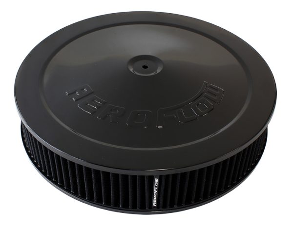 14" X 3"  AIR CLEANER  ASSY   7-5/16" FLAT BASE BLACK COTTON