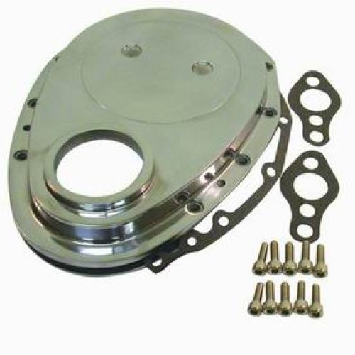ALUMINIUM TIMING COVER, SBC   POLISHED W/ BOLTS AND GASKETS