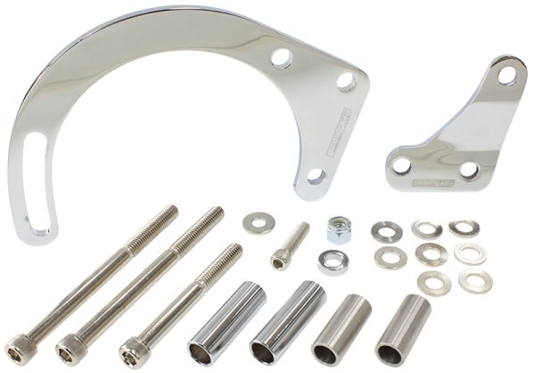 LOW MOUNT ALT BRACKET CHROME  S/B CHEV WITH LONG WATER PUMP