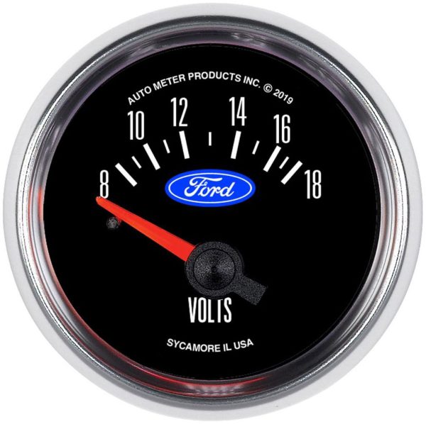 2-1/16" VOLTMETER 8-18V       FORD, CHROME BEZEL, ELECTRIC