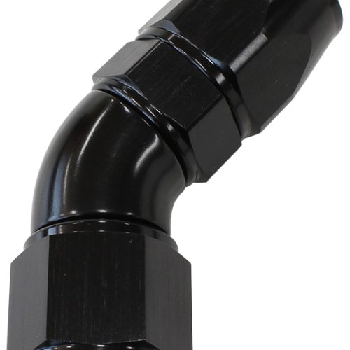 45 DEG -3AN FULL FLOW TEFLON  HOSE END BLACK 1 PIECE FULLFLO