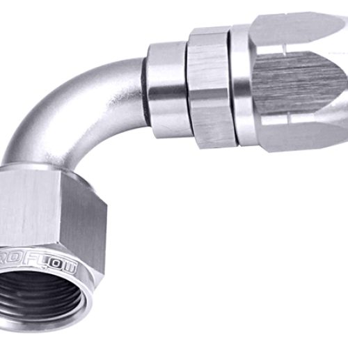 ALLOY 90 DEG HOSE END -6AN    SILVER CUTER STYLE FULL SWIVEL