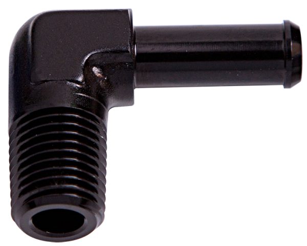 90 DEG 3/8" NPT TO 3/8" BARB  BLACK MALE TO MALE