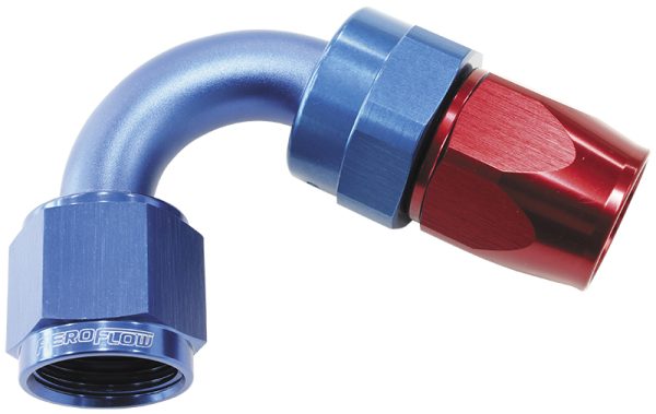 ALLOY 120 DEG HOSE END -12AN  BLUE FULL SWIVEL SUIT TEFLON
