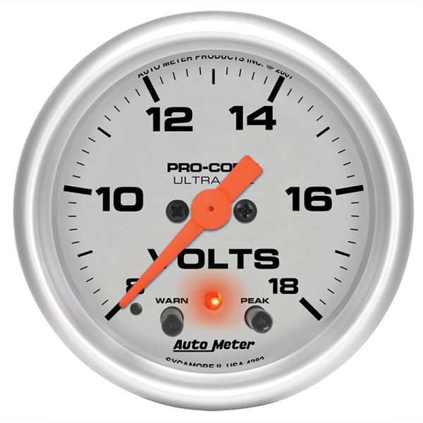 ULTRA-LITE 2-1/16" VOLT METER 8-18V, FULL SWEEP ELECTRIC