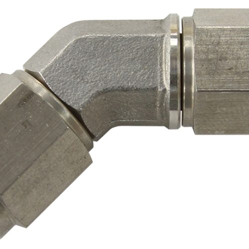 S/S 45 DEG FEMALE FLARE -3AN  STAINLESS STEEL SWIVEL UNION