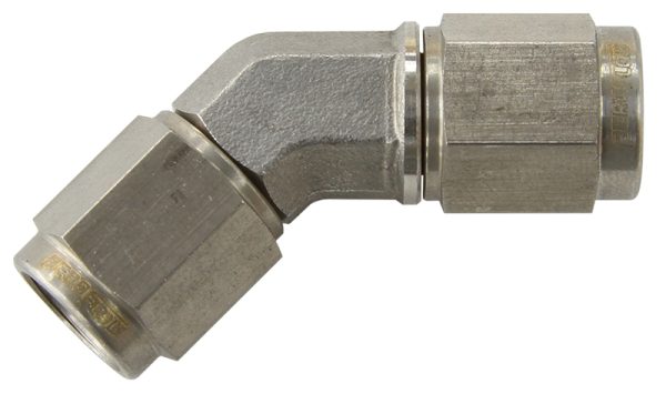 S/S 45 DEG FEMALE FLARE -3AN  STAINLESS STEEL SWIVEL UNION