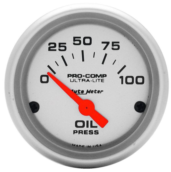 ULTRA-LITE 2-1/16"  OIL PRESS 0-100PSI, SHORT SWEEP ELECTRIC