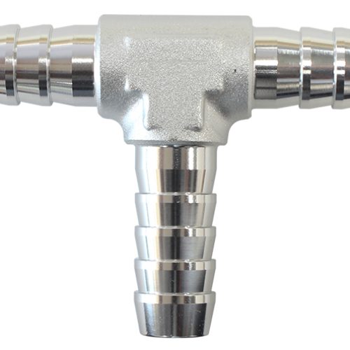 ALUMINIUM T PIECE 10MM / 3/8″ SILVER TEE VACUUM SILICONE HOS
