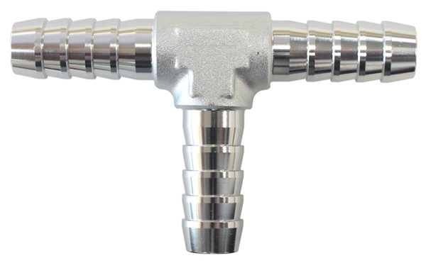 ALUMINIUM T PIECE 10MM / 3/8" SILVER TEE VACUUM SILICONE HOS