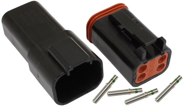 WEATHERTIGHT 4 PIN CONNECTOR  KIT DEUTSCH DT STYLE BLACK