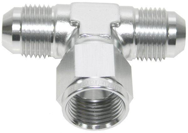 AN TEE -10AN FEMALE NUT       SILVER SWIVEL NUT ON SIDE