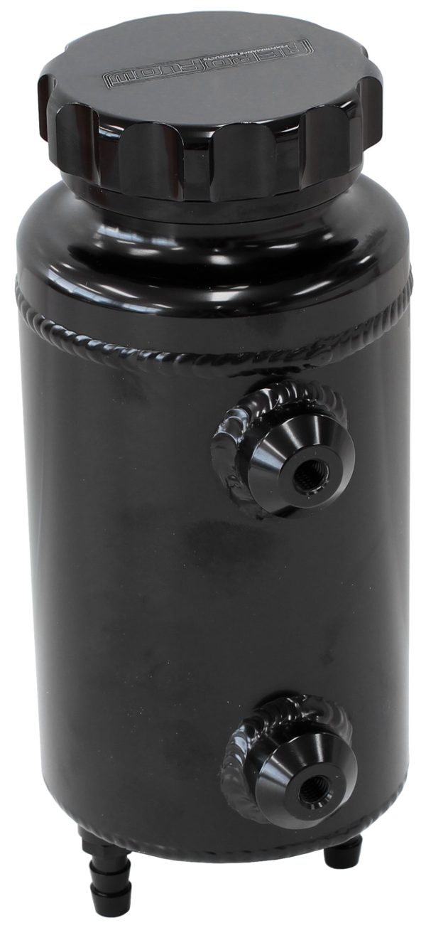 UNIVERSAL RADIATOR OVERFLOW   TANK 8" X 3.5" -4 ORB BLACK