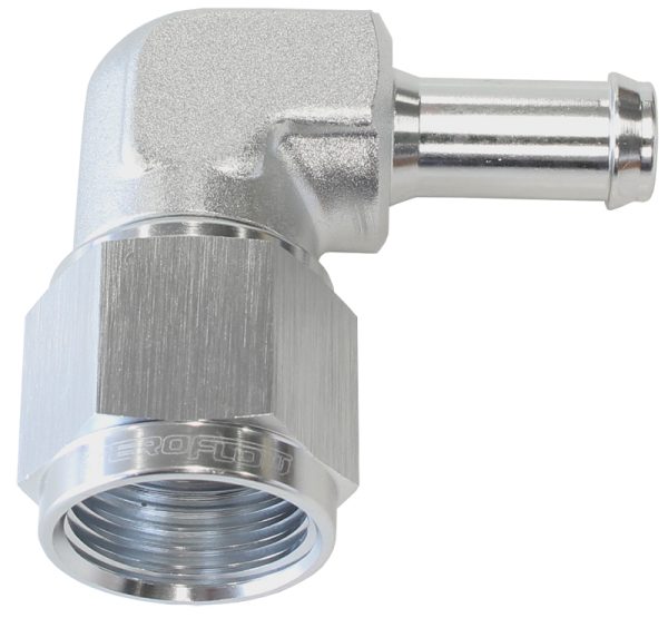 FEMALE -8AN 90DEG TO 3/8" BARBSILVER SWIVEL NUT
