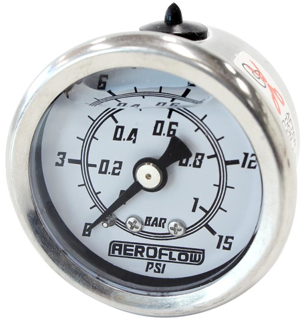 1-1/2" 0-15 PSI LIQ FILL GAUGEWHITE FACE BLACK POINTER
