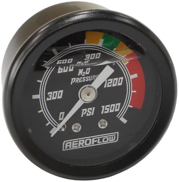 1-1/2" 0-1500 NITROUS GAUGE   BLACK FACE WHITE POINTER NOS