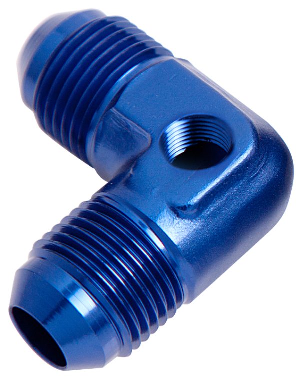 90 DEG UNION -8AN WITH 1/8"   PORT BLUE