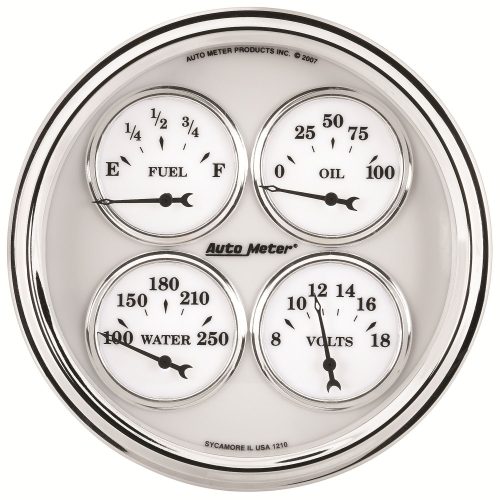 OLD TYME WHITE II 5″ QUAD     F/LEVEL, W/TEMP, O/PRESS, VOLT