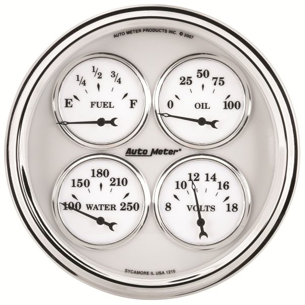 OLD TYME WHITE II 5" QUAD     F/LEVEL, W/TEMP, O/PRESS, VOLT