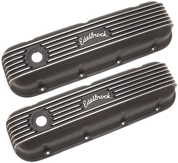 CLASSIC SERIES VALVE COVERS   BBC CHEV BLACK W/FILLER HOLE