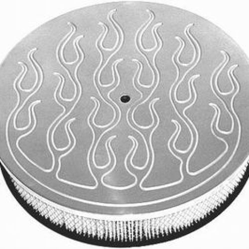 14×3 POLISHED ALLOY FLAME AIR CLEANER 5-1/8″ w/RECESSED BASE