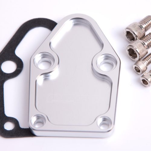 BILLET FUEL PUMP BLOCK OFF    PLATE SILVER SUITS SBC