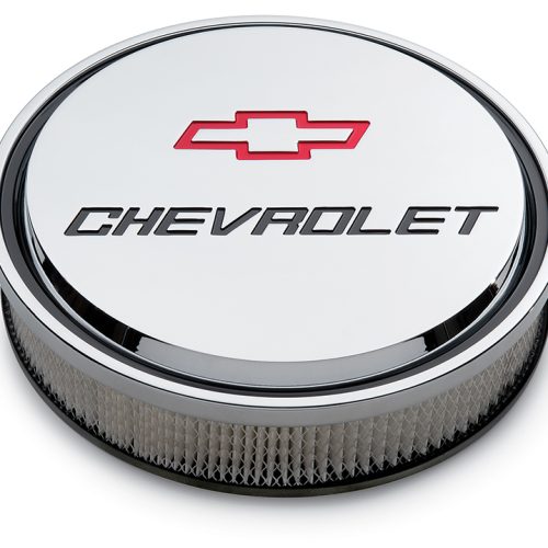 SLANT EDGE 14X3″ AIR CLEANER  CHROME, RED & BLACK EMBLEM