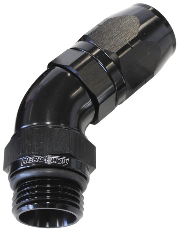 MALE HOSE END -10ORB to -8HOSEFULL FLOW BILLET 45 DEG