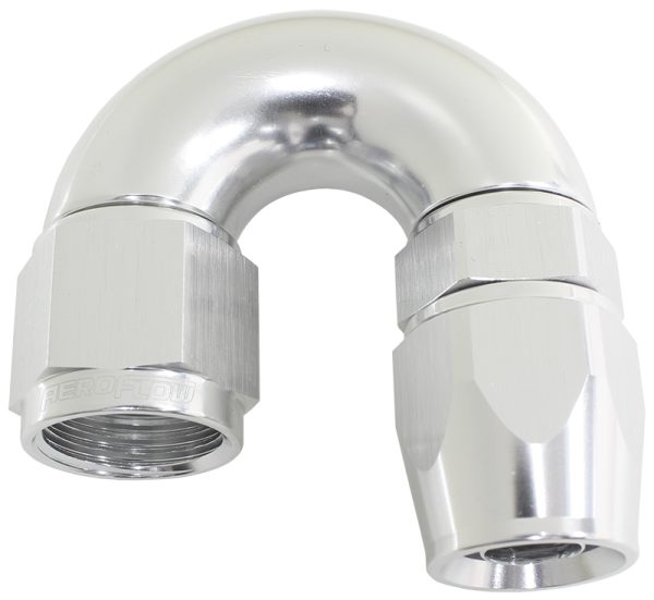 180 DEG -12AN FULL FLOW TEFLONHOSE END SILVER 1 PIECE FULLFL