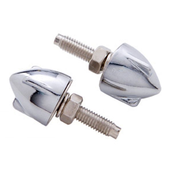 BULLET LICENSE FRAME NUT      CHROME 3 WING STYLE **4PK**