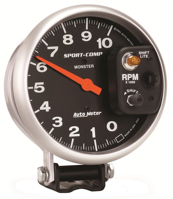 SPORT-COMP 5" TACHO 10,000RPM PEDESTAL MOUNT W/ SHIFT LIGHT