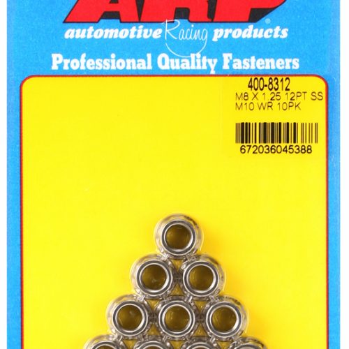 SS 12PT NUTS M8X1.25 (10)     10mm WRENCH, .535″ COLLAR