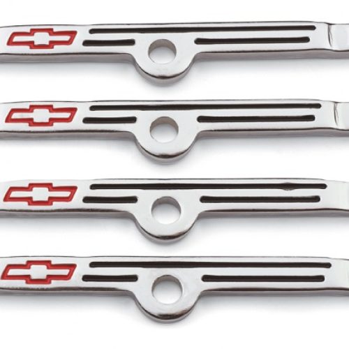 VALVE COVER HOLD DOWN CLAMPS  CHROME RED BOWTIE 4 PER PACK