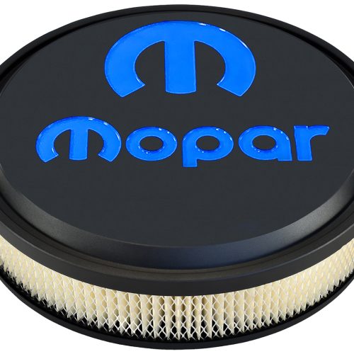 MOPAR SLANT EDGE AIR CLEANER  KIT. BLACK CRINKLE BLUE EMBLEM